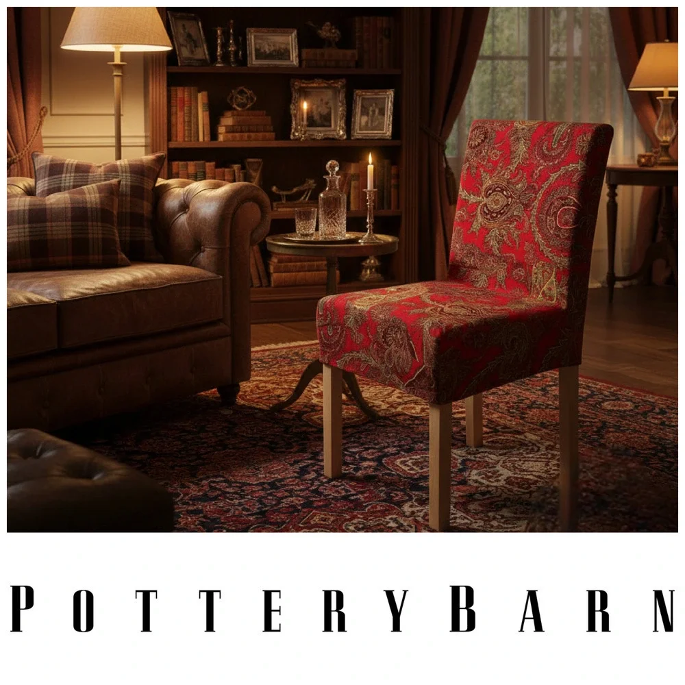 Pottery Barn Caesarea Palampore Paisley Side Chair Cover Slipcover Linen Blend